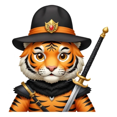Tiger musketeer with hat and sword sticker