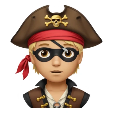light brown hispanic boy with blond hair that is dressed as a pirate sticker