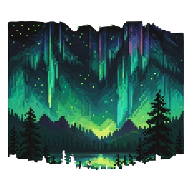 aurora borealis over forest silhouette sticker