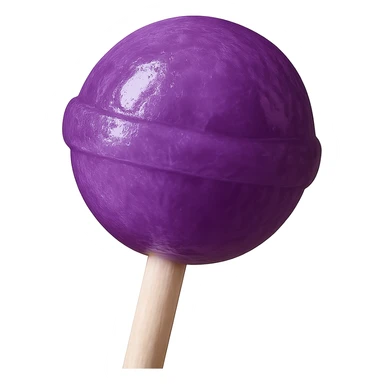 Change the lollipop color to purple in a realistic style, keep the background transparent. sticker