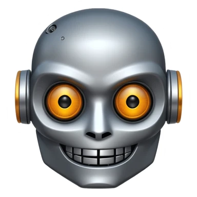 evil robot. Only its head. Low details. Make it smile sticker