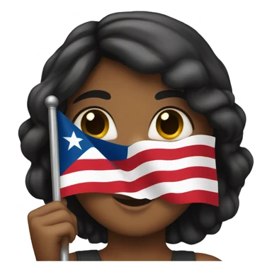 Girl holding a Puerto Rican flag sticker