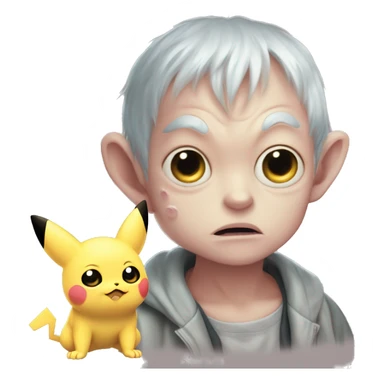 Gollum Jigglypuff sniffing Pikachu   sticker