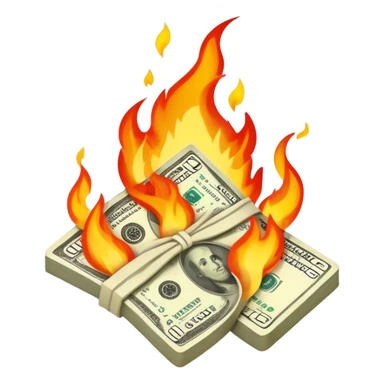 Burning money sticker