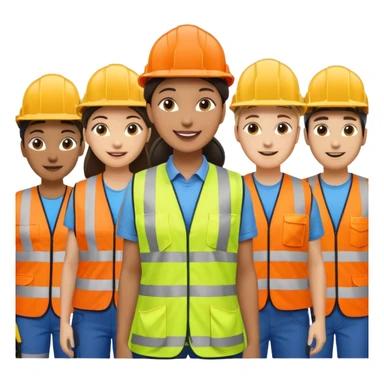 group of railway engineers mixed races and genders behind a table sticker