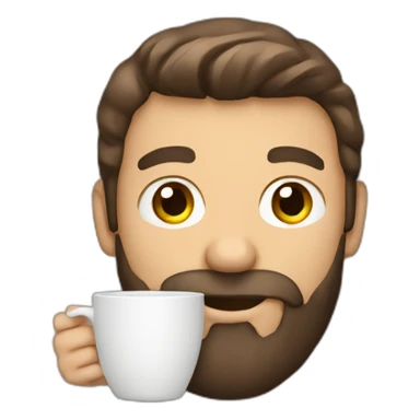bearded man holding a coffee cup sticker