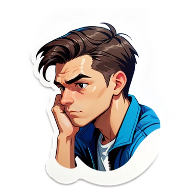 contemplative young man portrait sticker