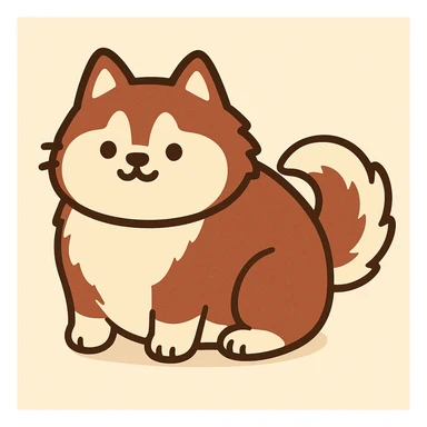 pusheen-style chonky red siberian husky sticker