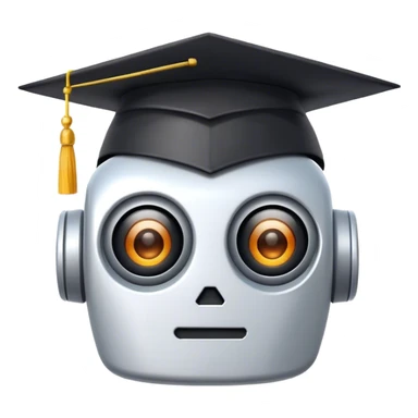 Robot head with graduation hat sticker