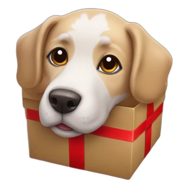 dog's head sticking out of a Christmas present sticker