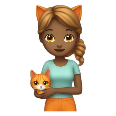 girl with orange cat sticker