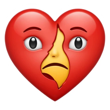 heart breaking in half, expressive, classic emoji style sticker