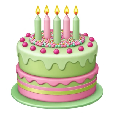 light green and pink birthday cake sticker