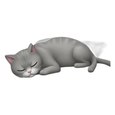 Chat gris clair qui dort sur un lit sticker