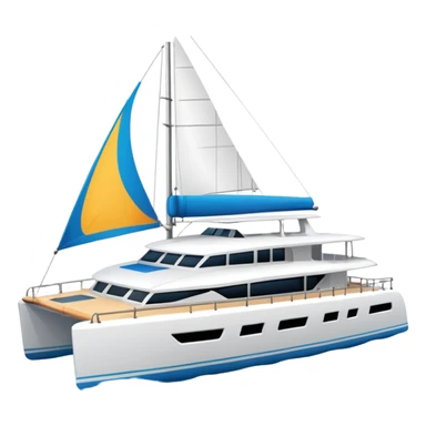 A catamaran with a white background. No wording or lettering on the boat  sticker