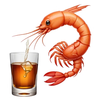 A SHRIMP DRINKING BOURBON, CLASSY, PHOTOREALISM sticker