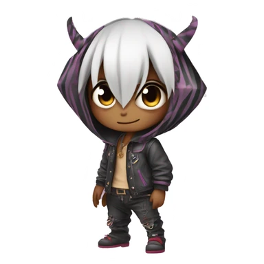 an edgy cute kawaii vernid-fionbri with splash patterns full body sticker