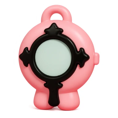 BLACKPINK-inspired gothic compact mirror, no hearts, glossy and bold, black and pink sticker