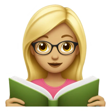 Blonde girl reading a book sticker