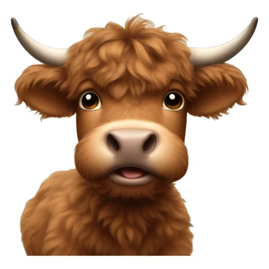 brown fluffy baby scottish cow with a small bow on head sticker