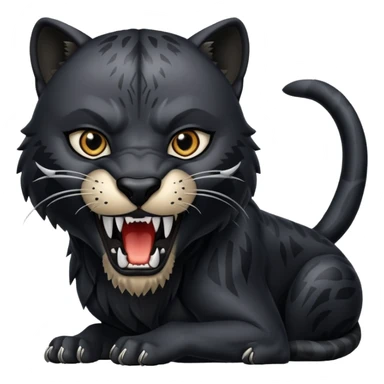 A black panther biting a wolf sticker