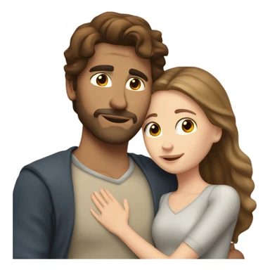 white girl with brown hair hugging light brown spanish man  sticker