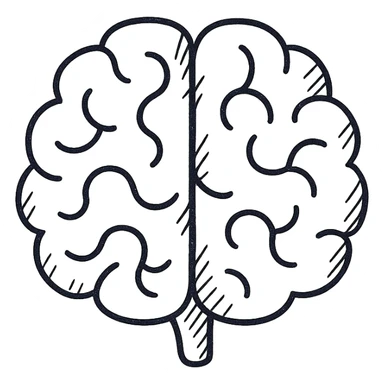 brain icon, black color, hand drawn style sticker