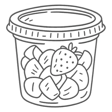plastic fruit pot hand drawn outlined icon sticker