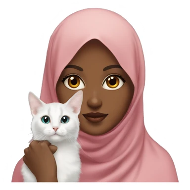 Pretty model Muslim Somali girl wearing khimar with her Turkish Angora cat  sticker