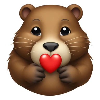Beaver with red heart emoji sticker