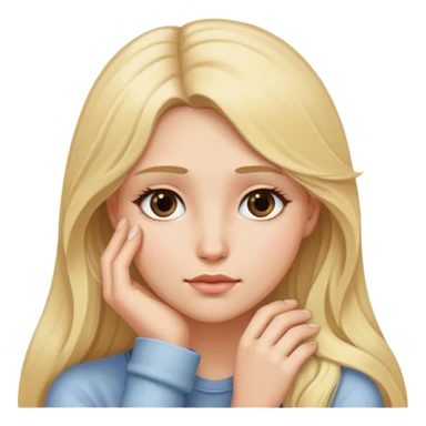 Long blonde haired woman with soft gaze head resting on left hand  sticker