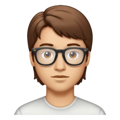 with brown hair mullet and glasses sticker