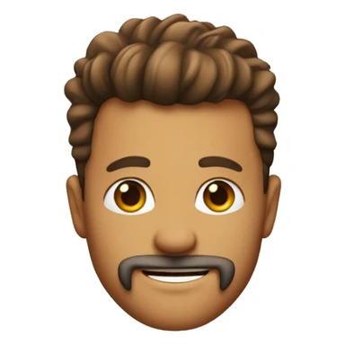 Man with very small eyes, medium brown faux hawk, beard, smile sticker