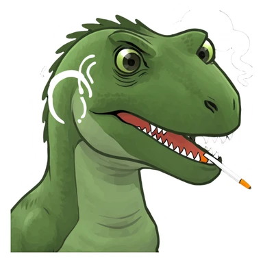 Velociraptor with weed smoke around head  sticker