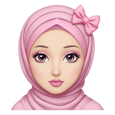 pale pink loving hijabi baddie, pretty makeup and pink bow sticker
