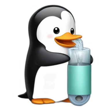 Penguin sucking on a tube sticker