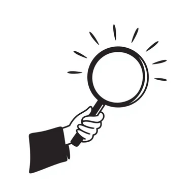 A hand-drawn magnifying glass with search lines sticker