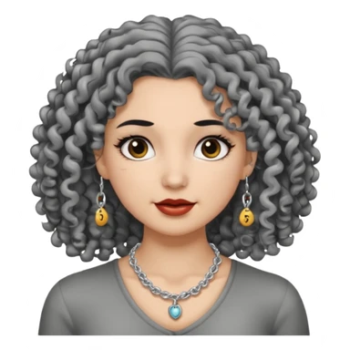 Female with Silver Necklace, grey skin,curley hair, different expressions. sticker