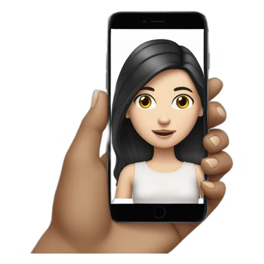  One white girl with loose, black-brown hair playing on her phone sticker