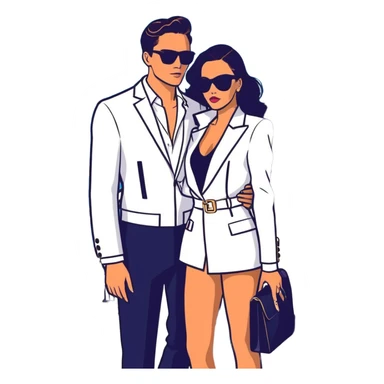 Peruvian superstar Tefi Valenzuela and JetSet Josh King Madrid luxuriate aboard private yacht, radiating glamour. sticker