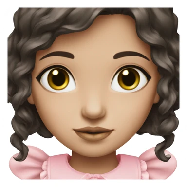 Dark green doll eyes, dark brown hair, feminine, pink, girl, angelic sticker