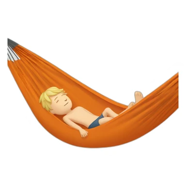 a white kid laying in orange hammock sticker