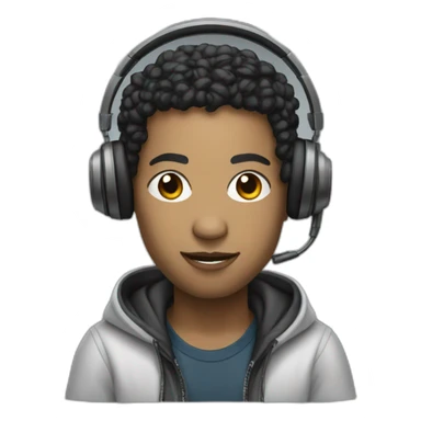 rapper mixed race with a mic and a headphone sticker