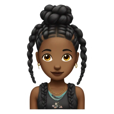 black cute Girl with braids and tattoos sticker