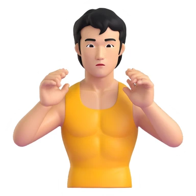 Bruce Lee with correct face proportions and head shape, upper body sticker