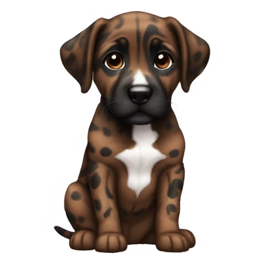 Brown brindle Puppy black muzzle black face brindled puppy sitting  sticker