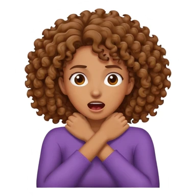 Brown curly crossed arms grabbing her neck screaming  sticker