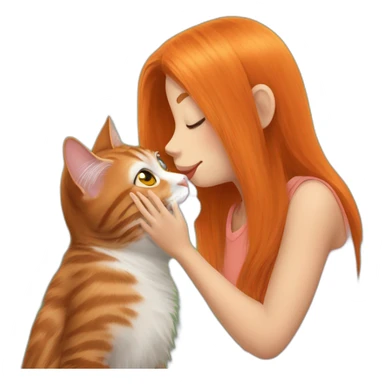 orang cat kisses a girl sticker