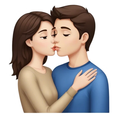 Brunette white girl kissing brunette boy sticker