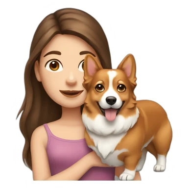 girl with long brown hair with corgi sticker